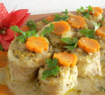 Roladki rybne z grzybami