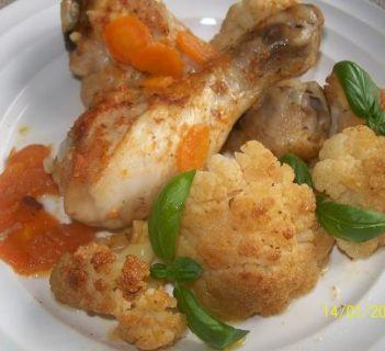 Pałeczki z kurczaka duszone z kalafiorem