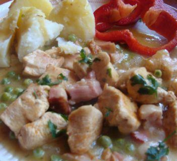 Gulasz z zielonym grszkiem