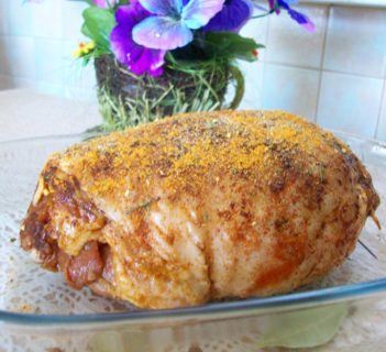 Faszerowane udko z kaszą i grzybami