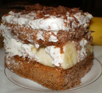 Ciasto przekładane czekoladowo-bananowe