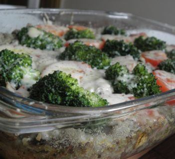 Zapiekanka z ryżem brązowym i wątróbką