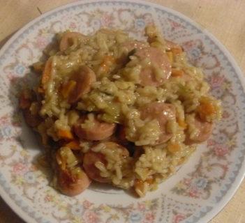 Risotto z parówkami